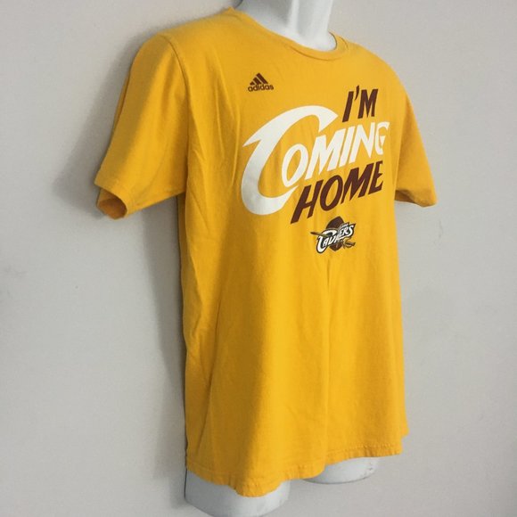 Adidas Cleveland Cavaliers NBA Mens M Yellow 100% Cotton I'm Coming Home Tshirt - Picture 2 of 6
